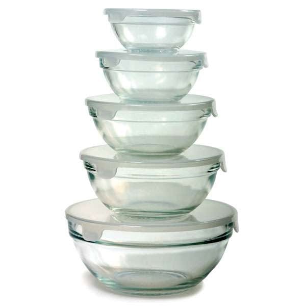 10 Piece Glass Bowl Set with Lids